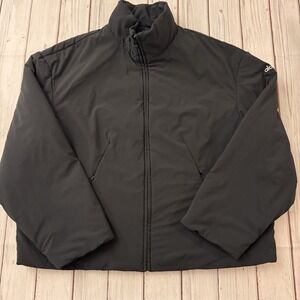 ALO Woven Notable Jacket Large Puffer Black Full Zip Woven Stretch Warm